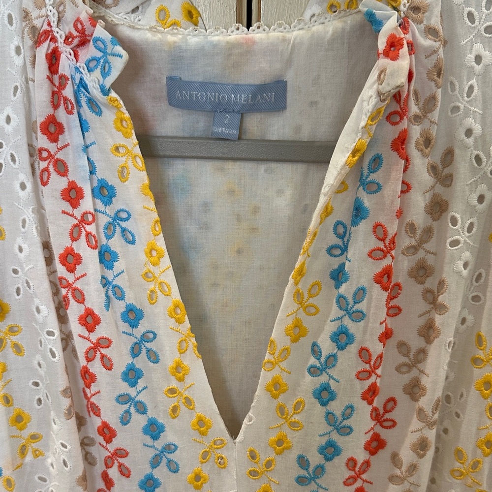 Antonio Melani Embroidered Ruffle Eyelet Maxi Dress. Size 2. - Picture 2 of 3